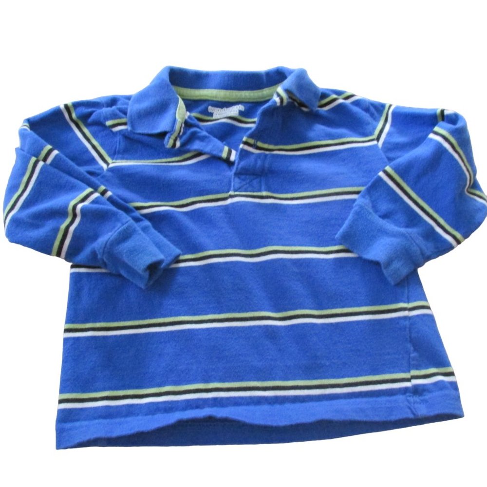 Wonderkids Pullover Polo Shirt Toddler Boys‎ 24M Blue Stripe Long Sleeve Collar